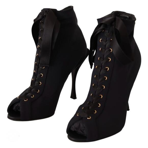 NEW Dolce & Gabbana Peep Toe Bootie Heels Size 38 - Picture 1 of 11